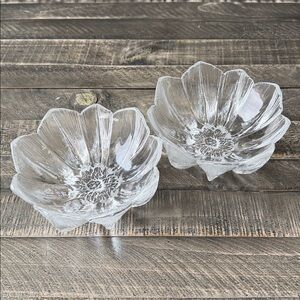 Vintage Kosta Boda Water Lilly Textured Glass Flower Bowls